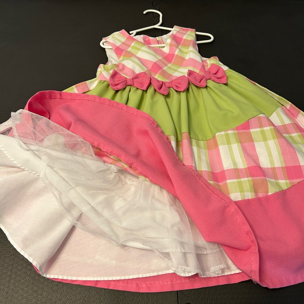 Rare Editions Pink and Green Ruffled Sundress - Picture 4 of 4